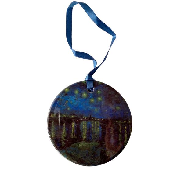 Van Gogh Over the Rhone Keepsake Ornament RainCaper Double Sided 3" PorcelainNEW - Picture 2 of 6